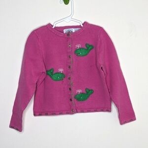 Hartstrings Pink Whale Sweater Cardigan 6x